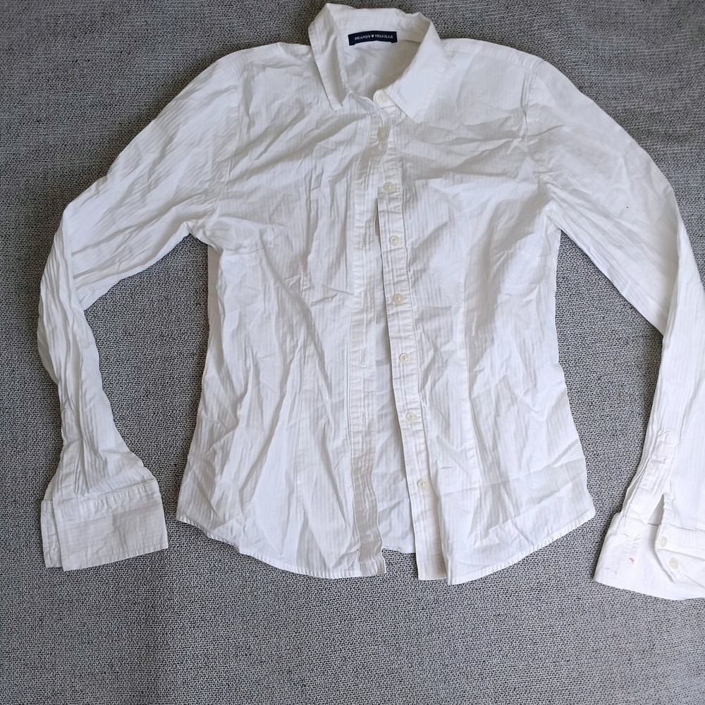 Brandy Melville Button Down Shirt Womens One Size White Good Striped Texture